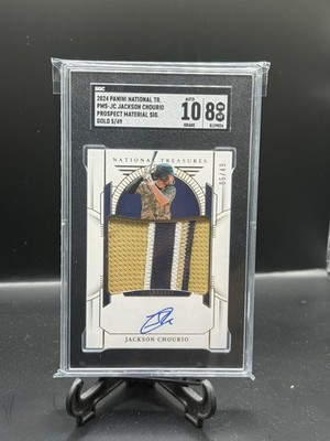 2024 National Treasures Jackson Chourio Rookie 3 Color Patch Auto #5/49  SGC 8