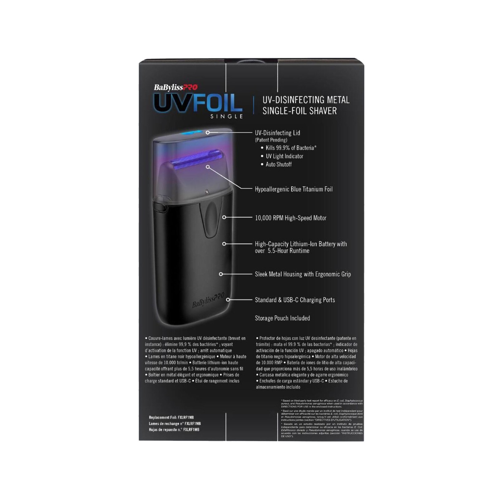 BaBylissPRO UVFOIL Matte Black UV Single-Foil Shaver #FXLFS1MB