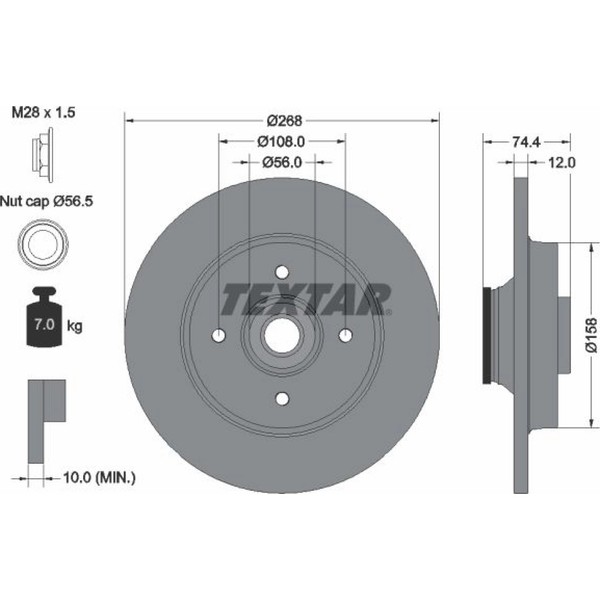 2X Textar 92168703 Bremsscheibe FüR Peugeot Citroen DS C4 DS4 Berlingo C4 Grand-image