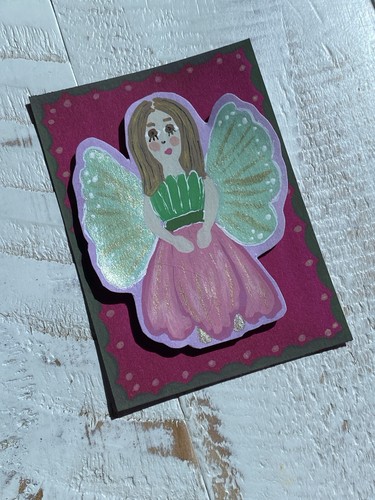 ACEO Original Cartoon FAIRY collage Painting Signed 2026 DOODLEALLADAY whimsical