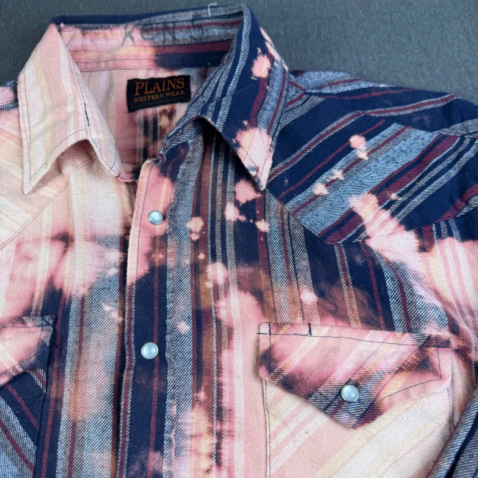 Bleached Plaid Western Shirt Heart Graphic Flannel Long Sleeve Button Up - Image 2 of 4