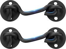 Barn Door Lock Gate Latch - 2 Pack 4 Inch Black Hook and Eye Latch Heavy Duty Sc