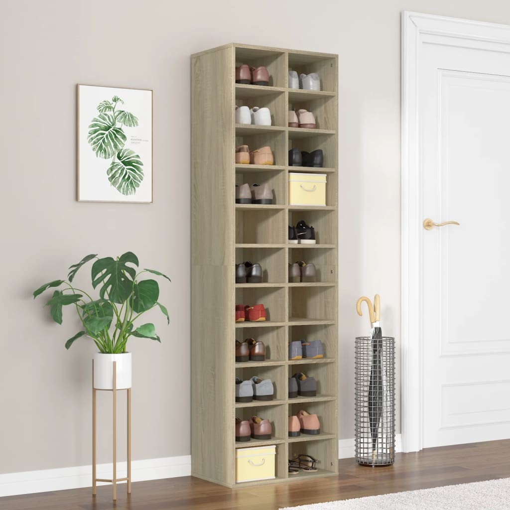 Mobile Porta Scarpe 54x34x183 Rovere Sonoma - Montaggio Facile e Stabile