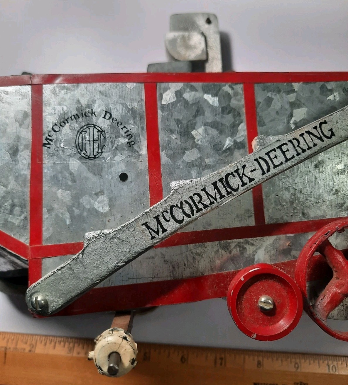 Rare McCormick Deering Thresher Galvanized Steel Model for Repair Broken Wheel