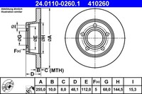 2X Bremsscheibe ATE 24.0110-0260.1 FüR Audi A6 C5 4B5 4B2 4BH Allroad 4B4 Avant
