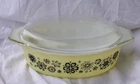 Pyrex  Vintage  Pressed Flowers Yellow #045 3 ½ Qt Casserole Dish w/Lid !!!!!!