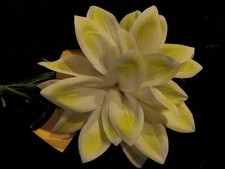 Vintage Millinery Flower Ivory w/ soft Yellow 3" Hat Bridal Hair Y197