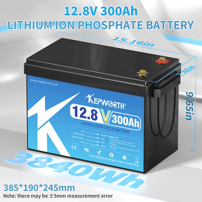 12V 300Ah LiFePO4 Lithium Batterie Solar Wohnmobil Boot Akku BMS 20000+ Zyklen