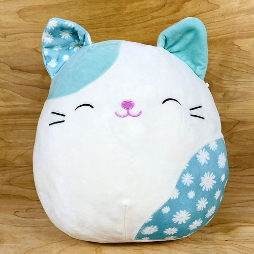Squishmallows Kelsa The Blue Calico Cat Floral Daisy 12" Plush Stuffed Animal