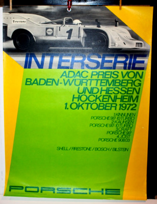 ORIGINAL PORSCHE FACTORY POSTER ''1 OKTOBER 1972 INTERSERIE ADAC PREIS..'' PORSCHE