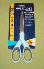 WESTCOTT 7 INCH MEDIUM SCISSORS - LIGHT BLUE/GRAY HANDLE 3X HARDER THAN STEEL E