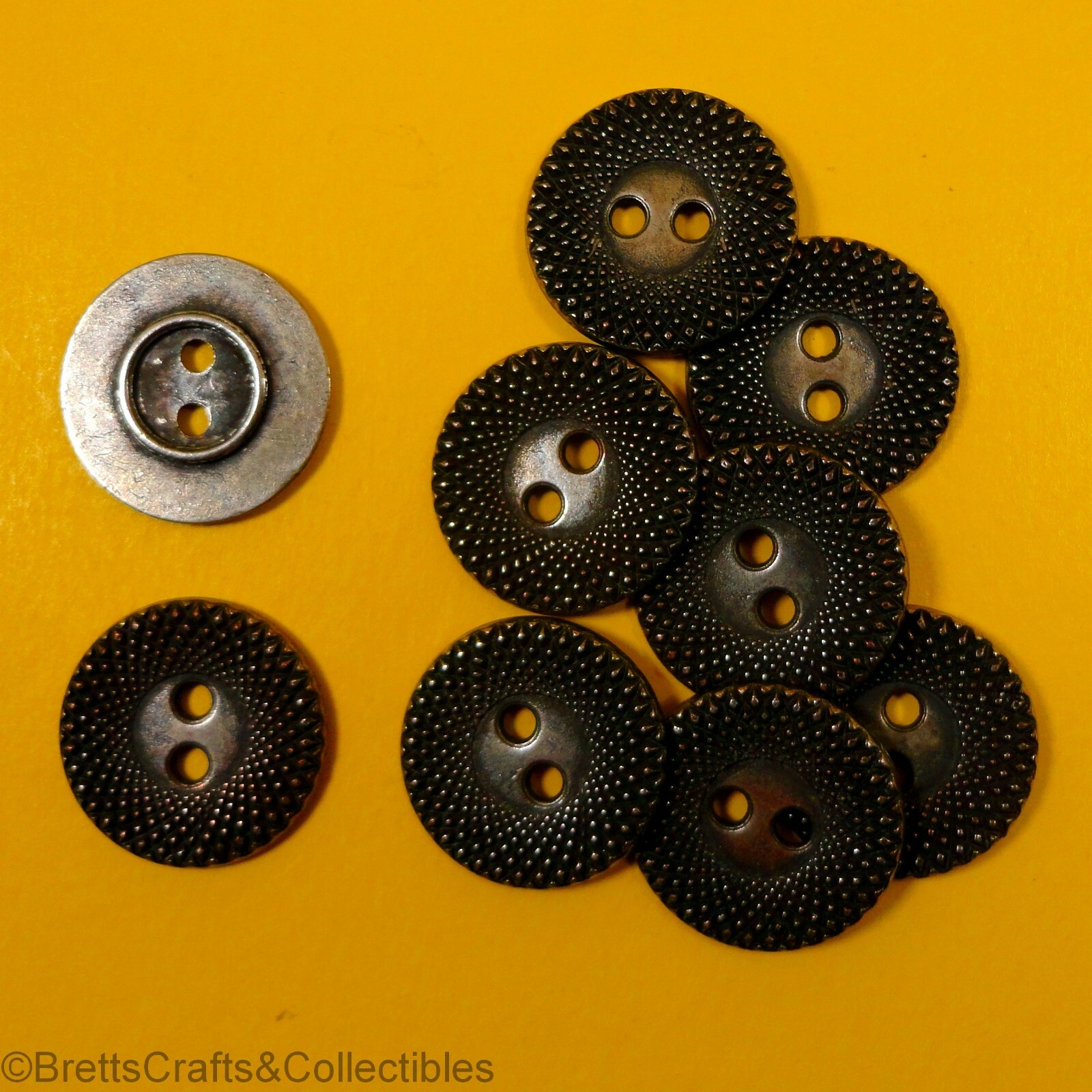 Spiral Silver/Black Cast Metal Buttons - 2 Hole Buttons (9 per bag ...