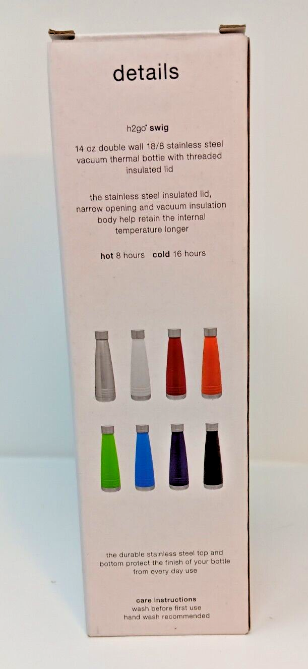 New H2GO Swig Water Bottle 14oz Stainless Steel Thermal Hermanson