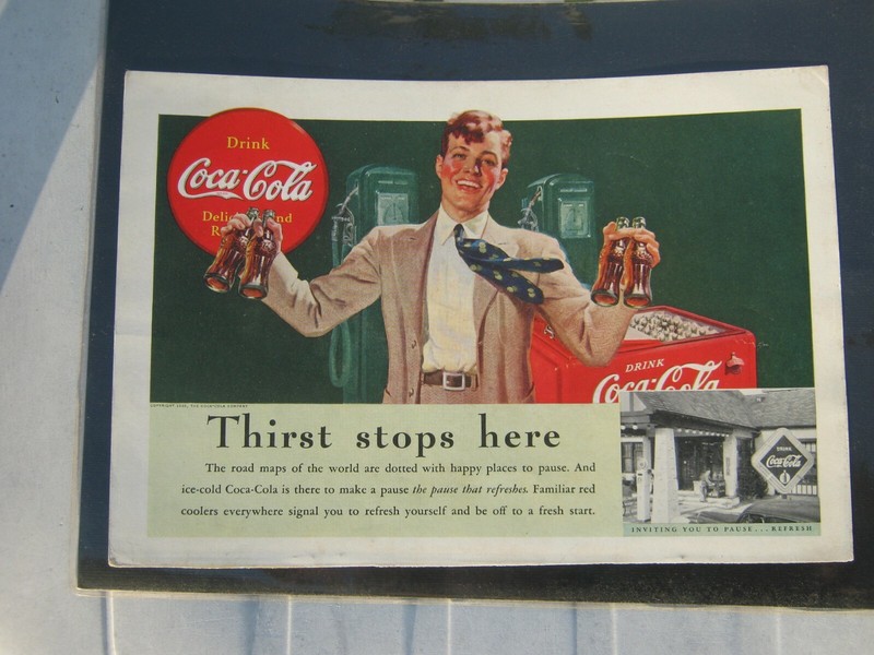 Vintage 1939 Coca Cola Magazine Print Ad "Thirst Stops Here"