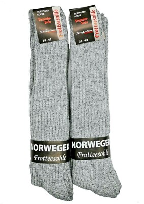 Norweger Kniestrümpfe grau mit Frotteesohle Herren 72% Wolle 3 oder 6 Paar