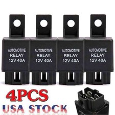 4pcs DC 12V 40A 40 AMP Car Auto Automotive Van Boat Bike 4 Pins SPST Alarm Relay