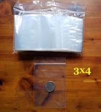 300 ZIP BAGS 3" x 4" CLEAR 2 MIL PLASTIC RECLOSABLE TOP LOCK SEAL MINI BAGGIES