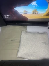 Essentials Fear Of God Pullover Hoodie Silver Cloud Size Medium