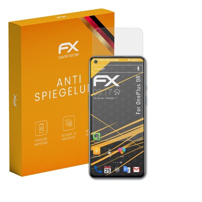 atFoliX 3x Displayfolie für OnePlus 9R Schutzfolie matt&stoßfest Folie