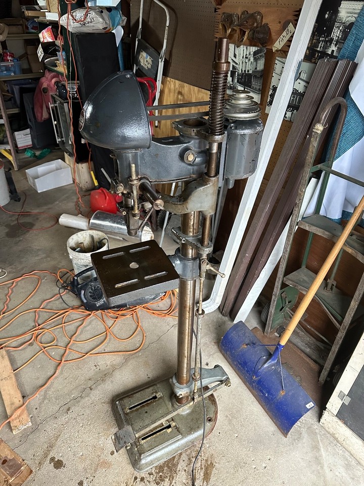 Rockwell Delta DP220 14" Floor Drill Press RARE Foot Pedal w Mortise USA Vtg eBay