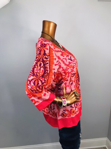 Avenue 14/16 or XL Top NWT $44 Floral Paisley Tunic Soft Henley Blouse 3/4 Slv - Picture 5 of 7