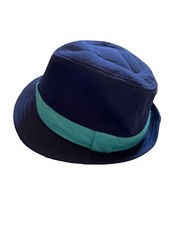 Childrens Fedora Hat Blue Cotton Boys Unisex 5-6 Years Navy