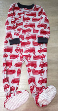 boys FIRE TRUCKS ENGINES SLEEPER fleece 1 pc pajama 2T CARTERS