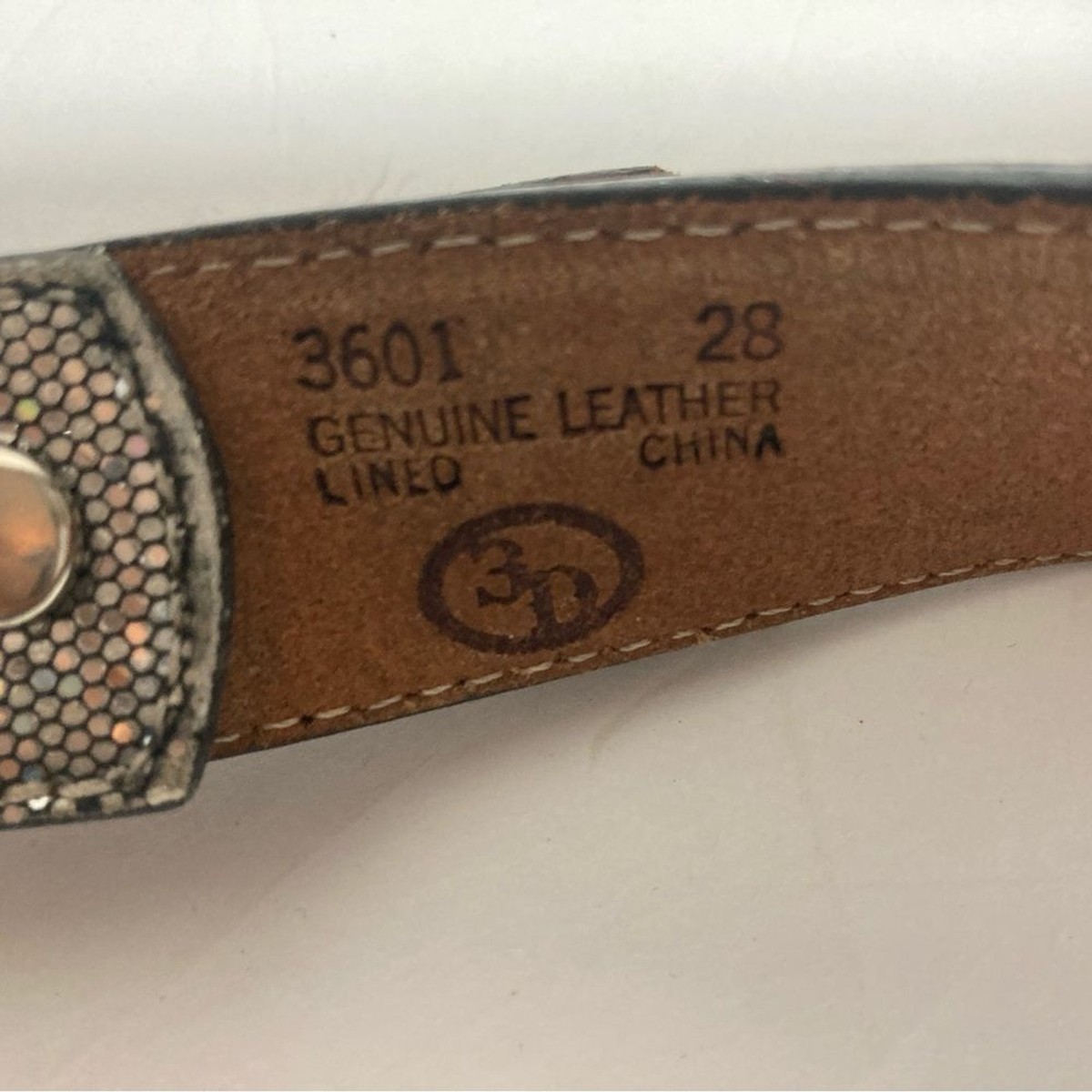 3D silver studded genuine leather belt Size 28 | eBay display picture 3