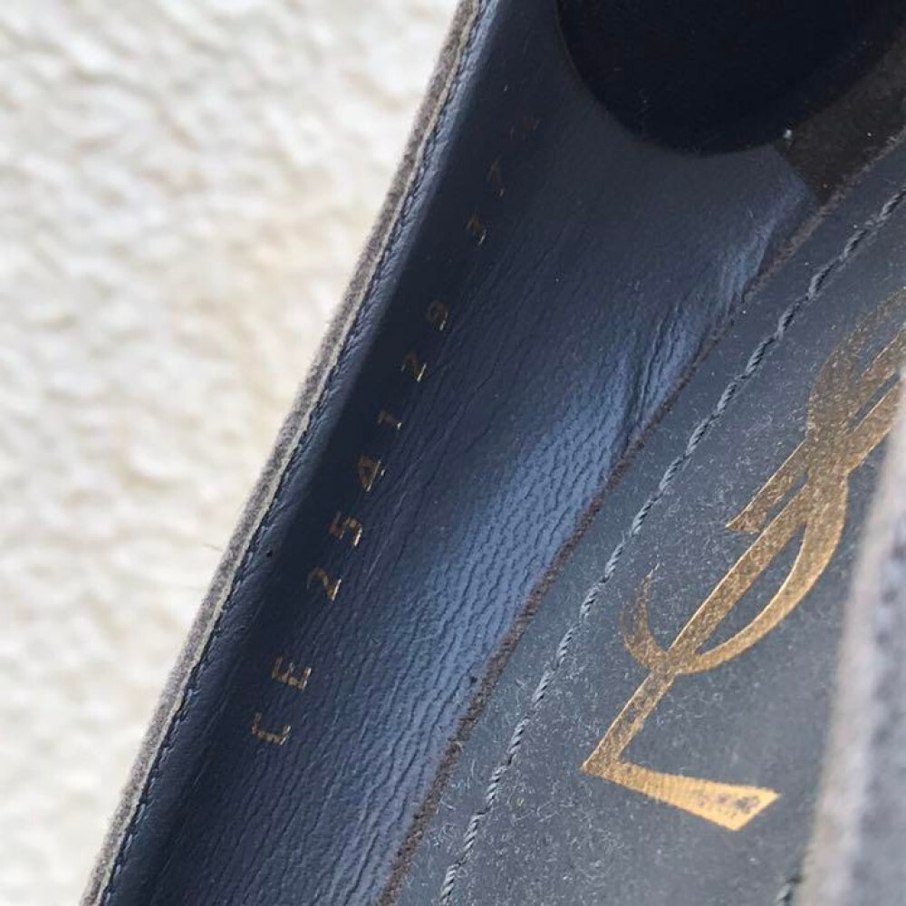 Scarpe decolte Saint Laurent YSL usate tacco grigio scamosciato tacchi alti EU37 5 US7 5 Giappone F S