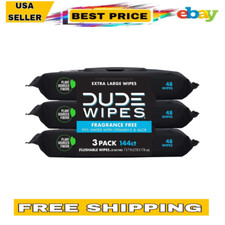 DUDE Wipes Flushable Wipes - 3 Pack 144 Wipes - Unscented Extra-Large