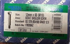 Image of Metal Mate 12mm M10 x 60mm socket shoulder screw BS4168 Grade 12.9 Box of 25