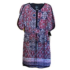 Adrianna Papell Shift Dress Womens 4 Multicolor Paisley Drawstring Waist