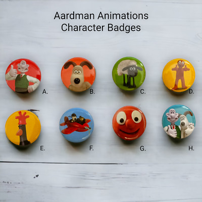 Aardman Knopfabzeichen Wallace & Gromit Shaun das Schaf Morph Federn McGraw 