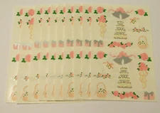 Mrs Grossman's Stickers Lot 10 Sheets ~Wedding Cake Flowers Bell~ Vintage 1993