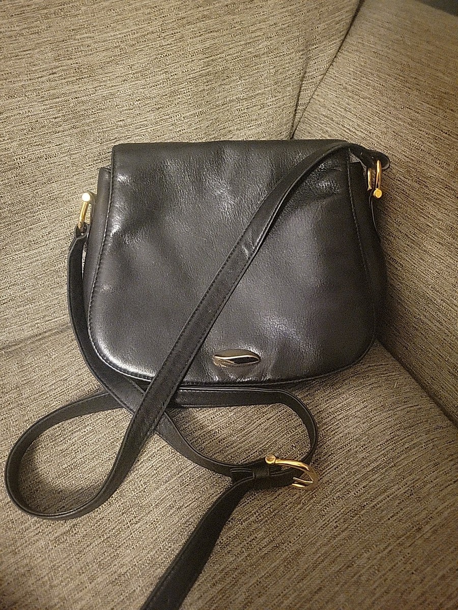 Vintage Valerie Stevens Crossbody Bag Black Leather Purse