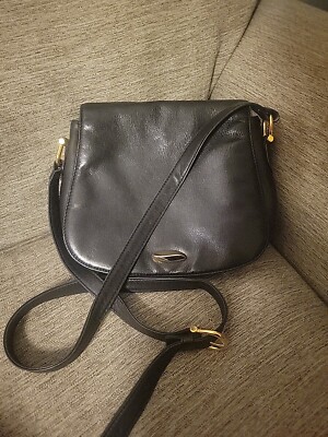 Vintage Valerie Stevens Crossbody Bag Black Leather Purse Gold Hardware  Quality