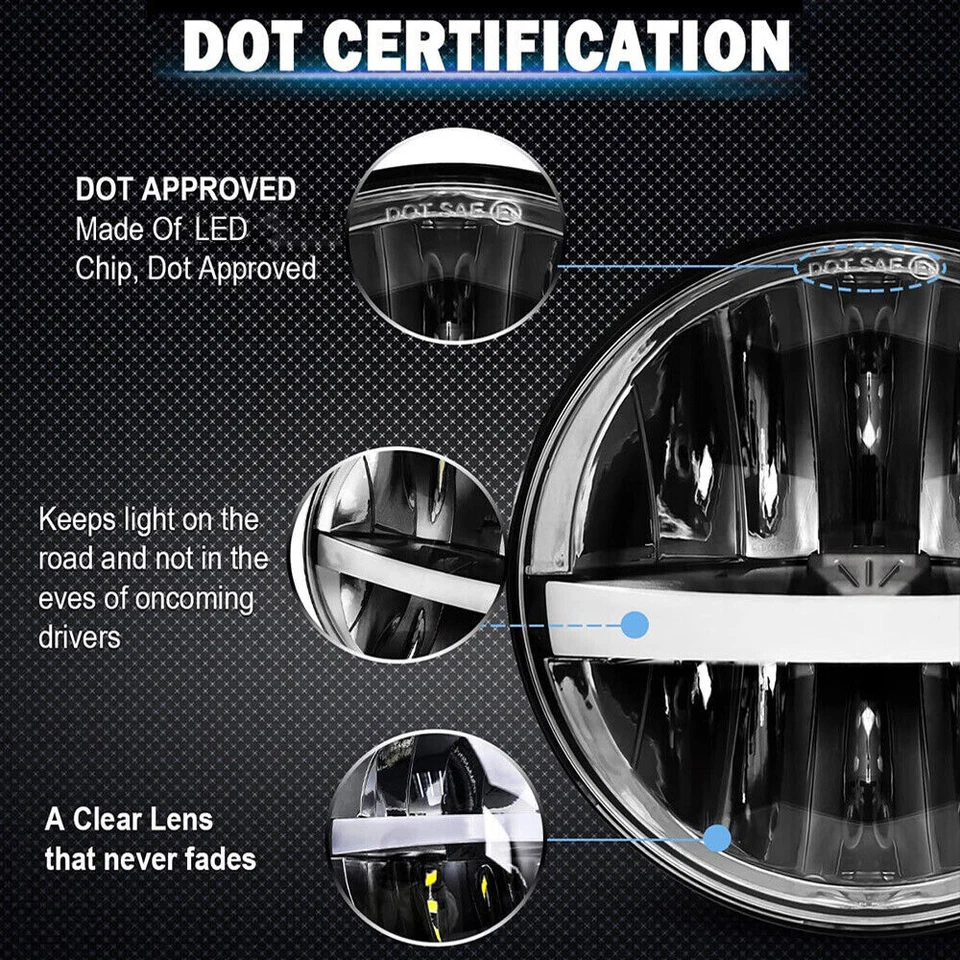 Faros LED redondos 4 piezas DOT 5,75" 5-3/4" con DRL para camioneta Datsun 620 1972-1974 Foto 3 de 4