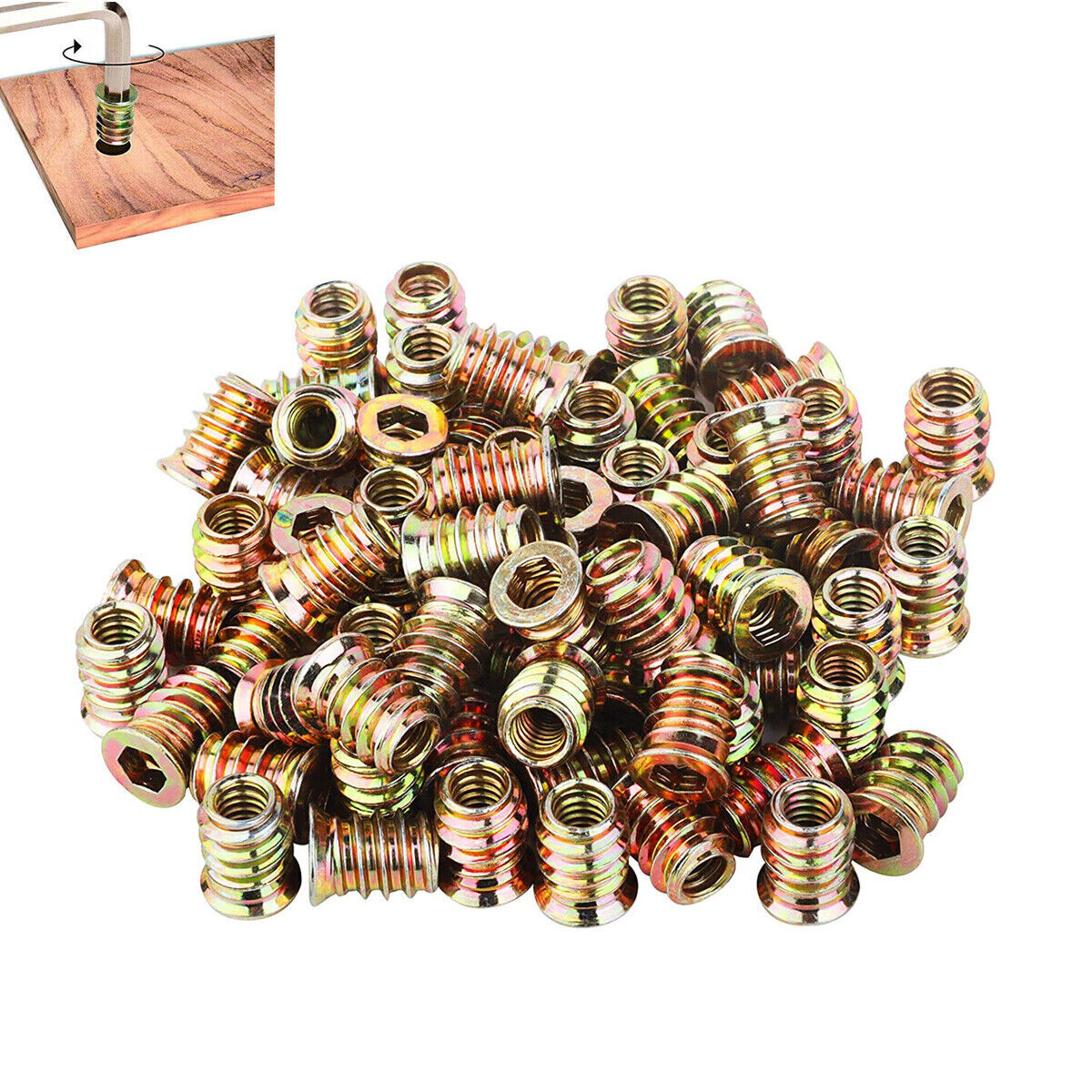40PCS M8 Threaded Insert Nuts Wood Screw-in Nut Hex Socket Drive ...