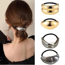 Metal Hair Ties, Metal Geometric Elastic Hair Ties, Hair Cuff Gold Silver-1