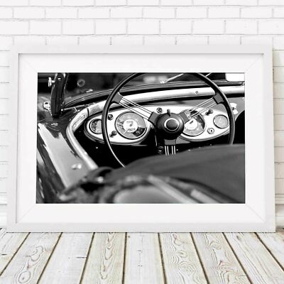 501070 VINTAGE CARS - Steering Wheel   * 36x24 WALL PRINT POSTER