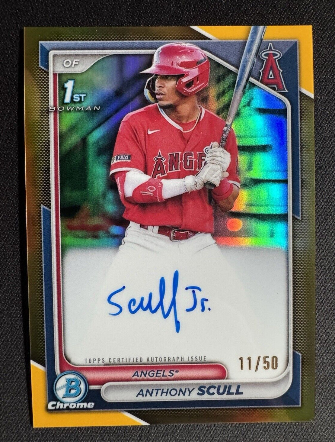 2024 Bowman Chrome Anthony Scull Auto /50 True Gold Refractor Angels CPA-AS