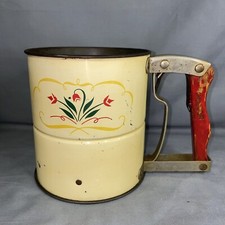 Vintage Androck Hand-I-Sift 3 screen sifter red wood handle cottage core USA