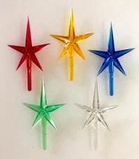 MEDIUM STAR 5 PACK ASSORTED COLORS Ceramic Christmas Tree Topper *Free Ship*