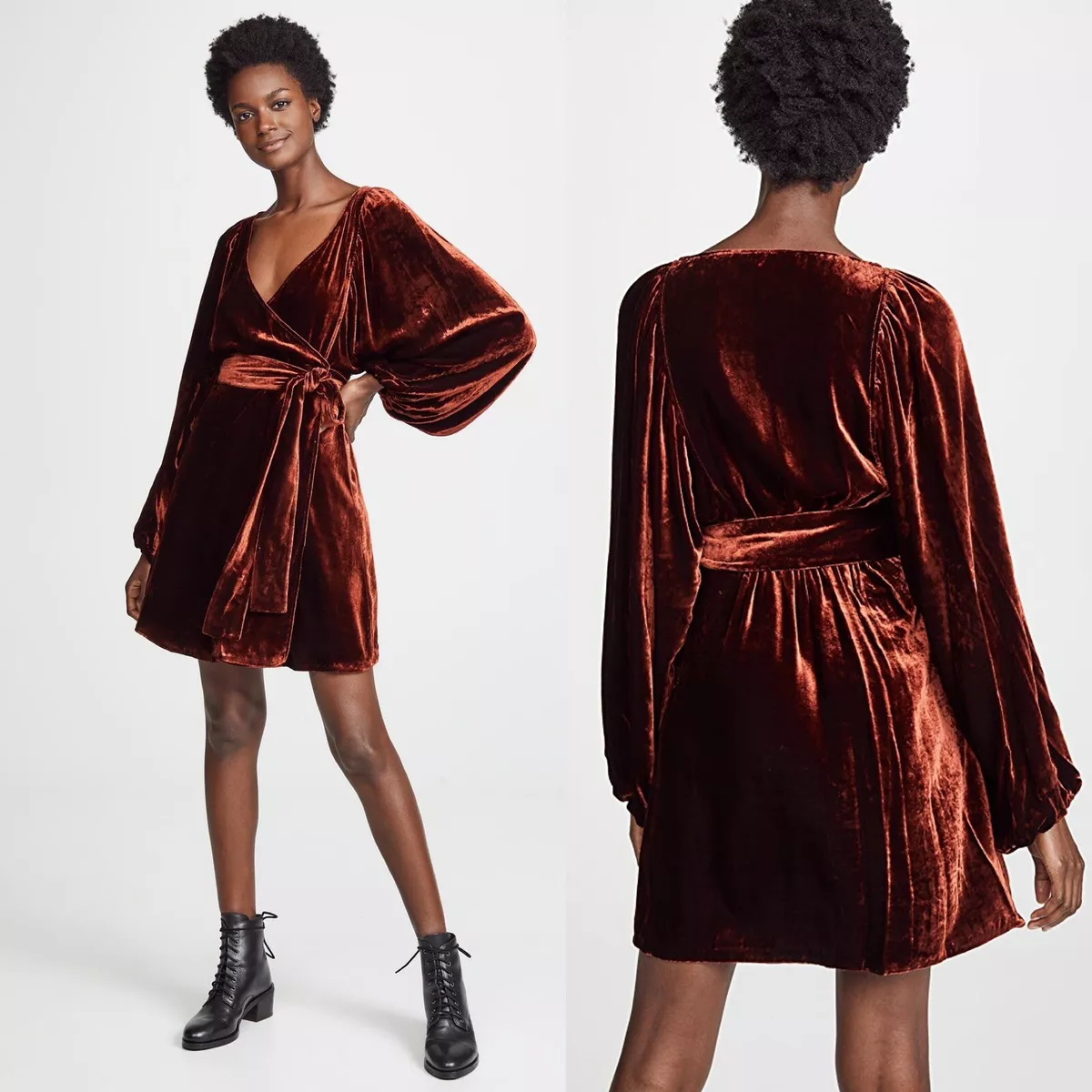 Velvet wrap mini dress sale