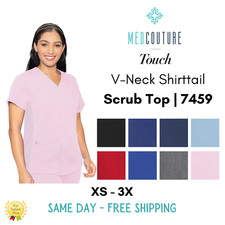 Med Couture Touch Women's V-Neck Shirttail Scrub Top 7459