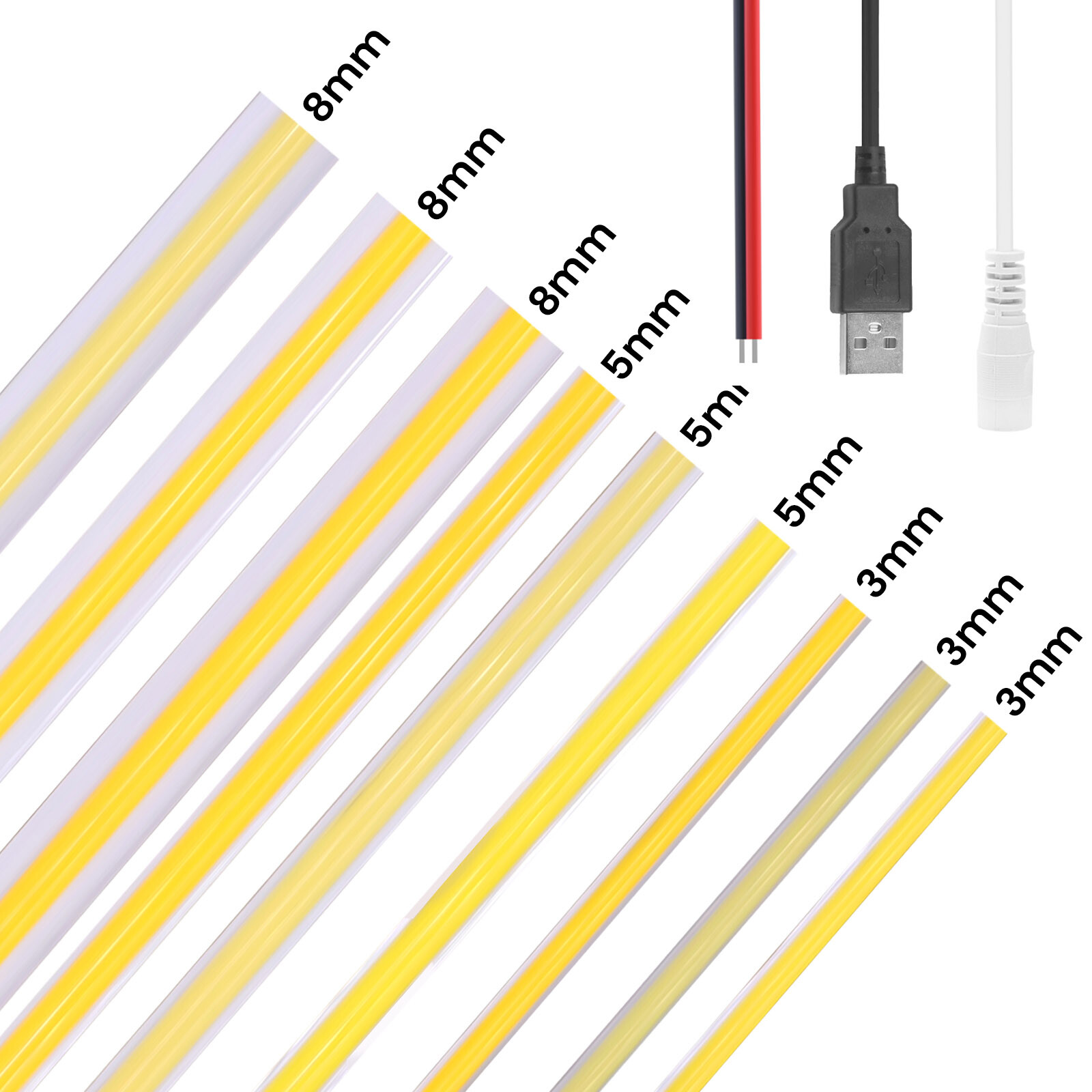 5V 12V 24V COB LED Strip Light Flexible Tape Lights Home DIY Lighting WW/NW/CW