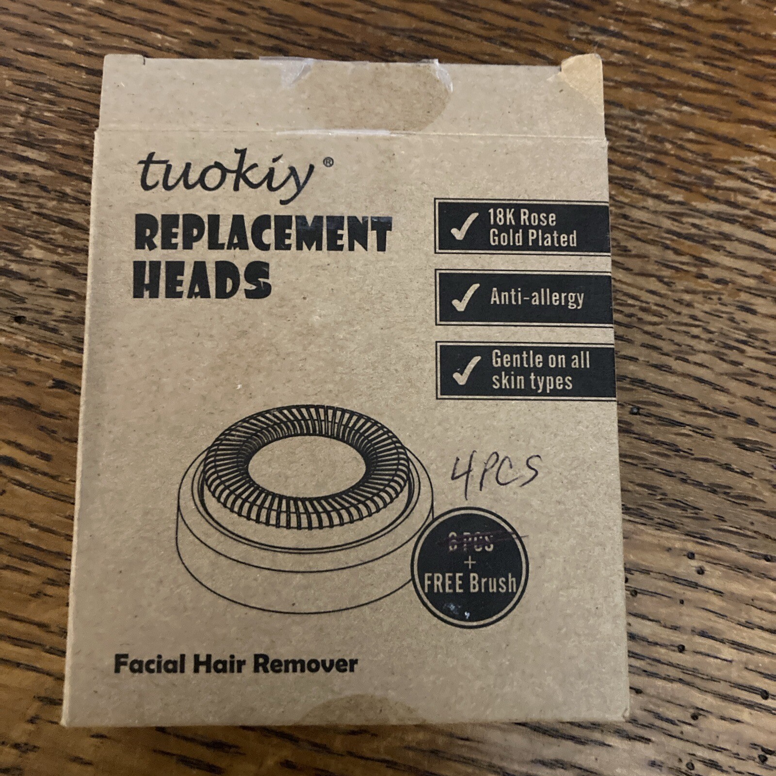 Toukiy Replacement Heads 18 K Rose Gold Plated Pack Of 4 Plus Brush New Open Box