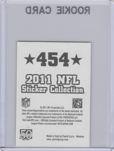 TARJETA DE NOVATO DE MILLER Denver Broncos 2011 PEGATINA RARA RC Panini Italia Lámina LE! - Imagen 2 de 2