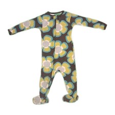 Carter's Green Blue Brown Footed One Piece Pajamas Flower Print 18M, Full Zipper