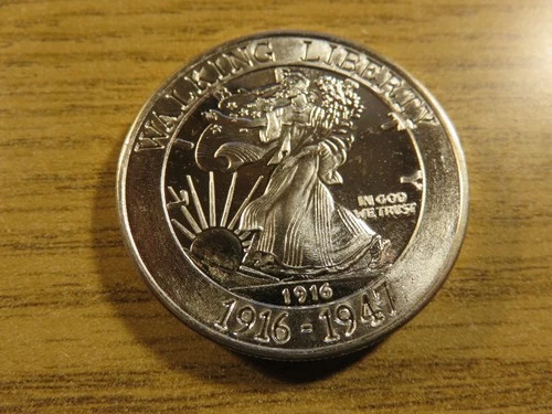 1916-1947 Walking Liberty Commemorative 1 oz  Fine Silver Round